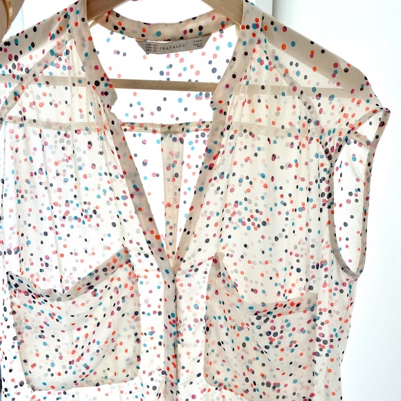 Zara multicolor dotted sheer blouse - Picture 2 of 4